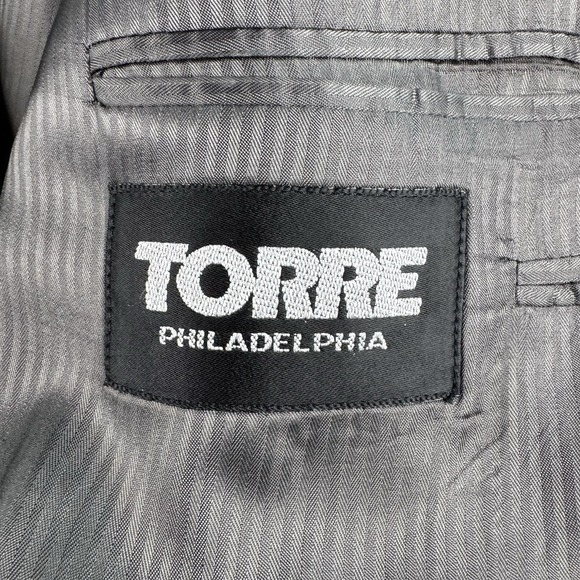 Vintage Tallia Suit 52L 44x28.5 Gray Wool Chalk Line Pleated Vitali Barberis VBC - Picture 10 of 16